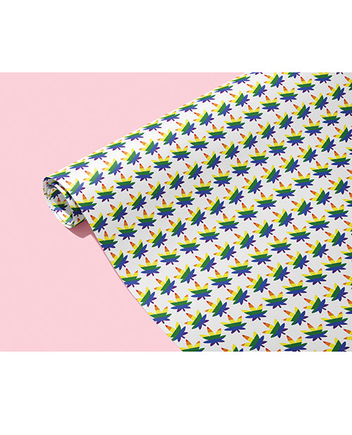 Kush Kards Wrapping Paper Rainbow Pot Leaf Glossy Finish 3 Sheets for Cannabis-Themed Gift Giving