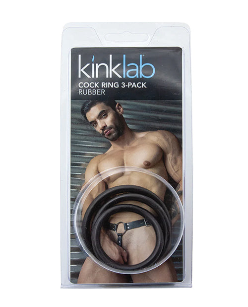 Kinklab Penis Enhancement Rubber Cock Rings Set Multiple Sizes for Personalized Support