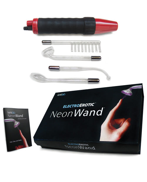 Kinklab Stimulator Red Neon Wand with Interchangeable Glass Attachments for Sensory Electro Play