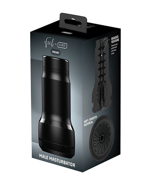 Kiiroo Pocket Stroker Black Non-Anatomical Compact Design with Ribbed Texture for Discreet Male Stimulation