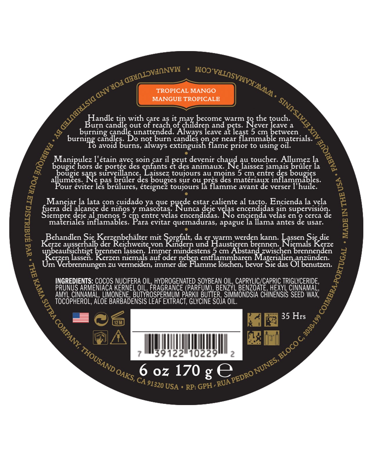 Tropical Mango Massage Soy Candle with Skin-Conditioning Oils