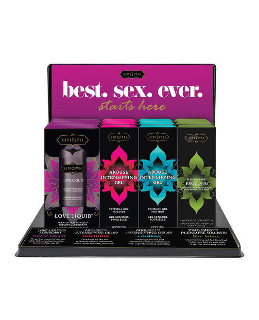 Performance Kama Sutra Prepack Display with Water-Based Lubricant and Arousal Gels for Retail Merchandising