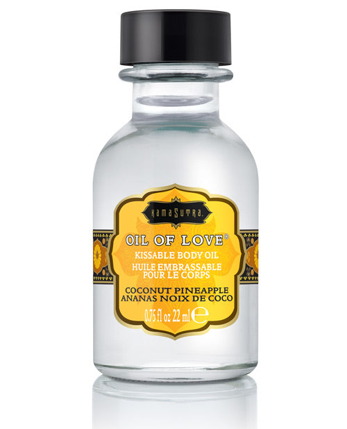 Kama Sutra body oil coconut pineapple kissable flavor warming sensation for passionate foreplay