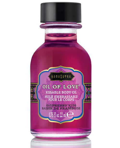 Kama Sutra Body Oil Water-Based Kissable Raspberry Foreplay Oil with Dropper for Sensual Intimacy
