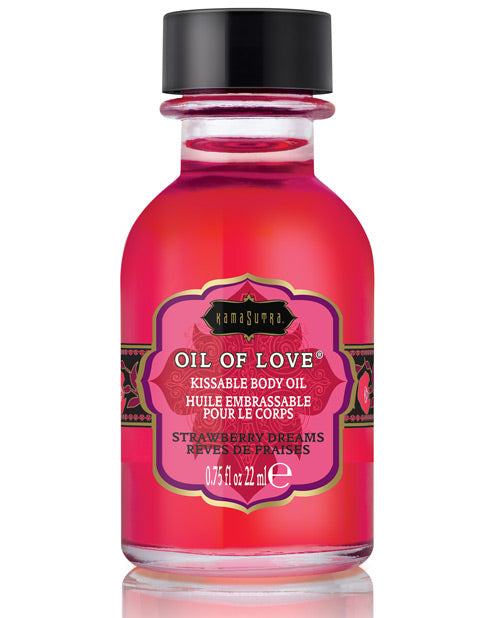 Kama Sutra Foreplay Oil Water-Based Gentle Warming Effect and Strawberry Flavor for Sensual Intimacy