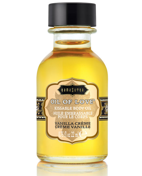 Kama Sutra Body Oil Kissable Vanilla Creme Water-Based Formula for Sensual Foreplay and Gentle Warming Sensation