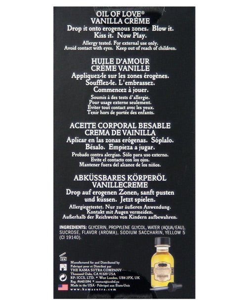 Kama Sutra Oil of Love Vanilla Creme Kissable Warming Body Oil