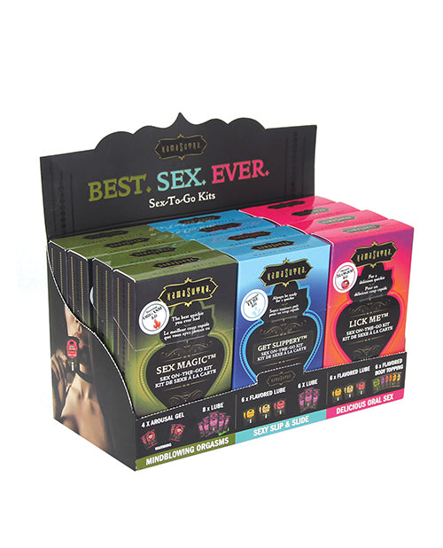 Kama Sutra Sex-to-Go Kits Prepack Display with Assorted Single-Use Sachets for Discreet Intimacy On-the-Go