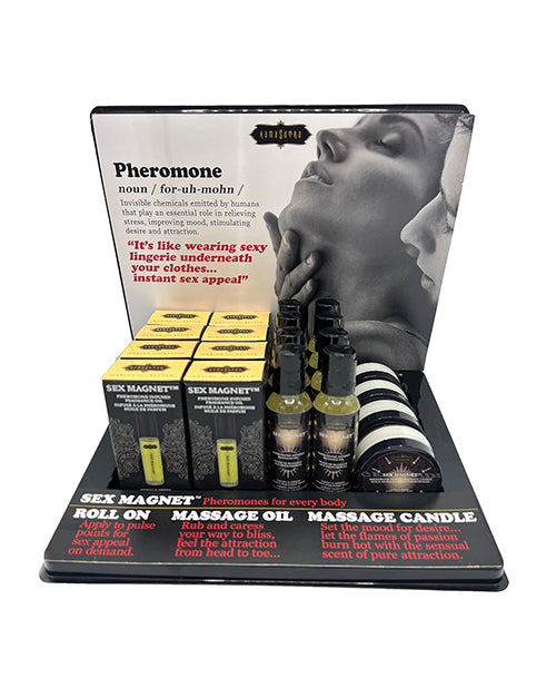Kama Sutra Pheromone Display Set with Roll-On Fragrances, Massage Oils, and Candles for Enhanced Intimacy