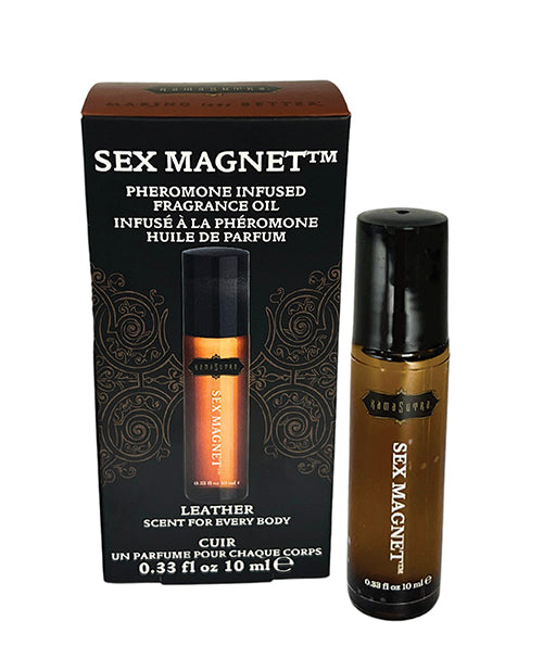 Kama Sutra Pheromone Roll-On Oil with Leather Scent and Cedar Notes for Personalized Sexual Attraction