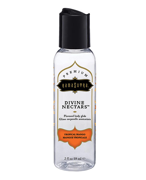 Divine Nectars body glide Tropical Mango water-based flavored body lubricant for kissable intimate massage