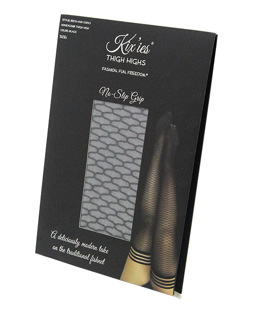 Kix'ies Beth Ann Honeycomb Thigh High Black – Modern Fishnet Tights