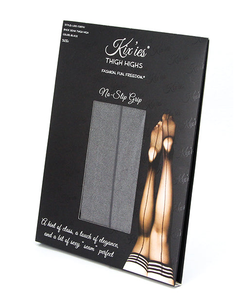 Black Back Seam Thigh-High Stockings with Non-Slip Grip by Kix'ies