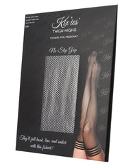 Kix'ies Black Fishnet Thigh Highs with Non-Slip Grip, Size A