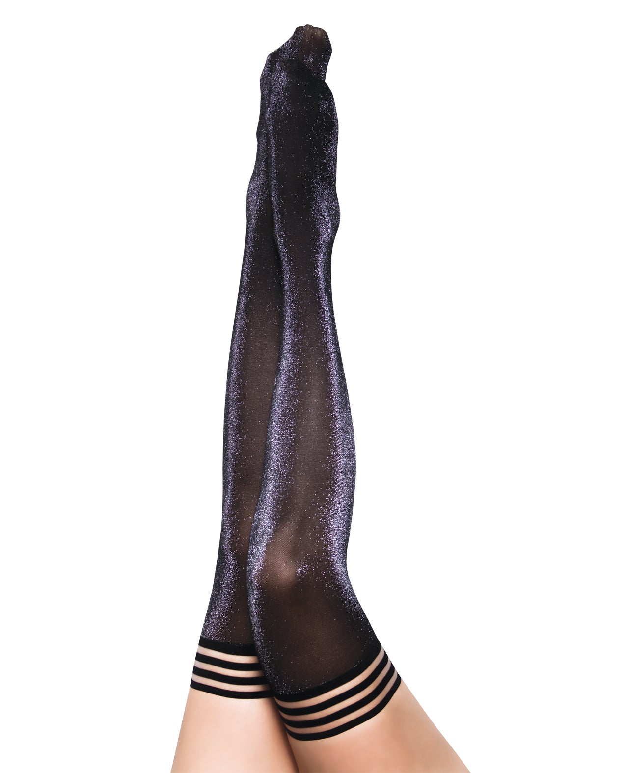 Kixies Lingerie Thigh High Tights Shimmer Finish No-Slip Band for Petite Sizing and Everyday Glamour