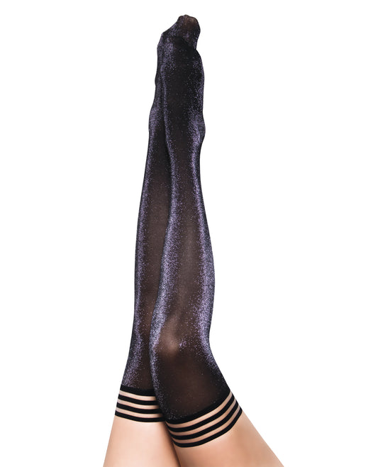 Kixies Lingerie Thigh High Tights Shimmer Finish No-Slip Band for Petite Sizing and Everyday Glamour