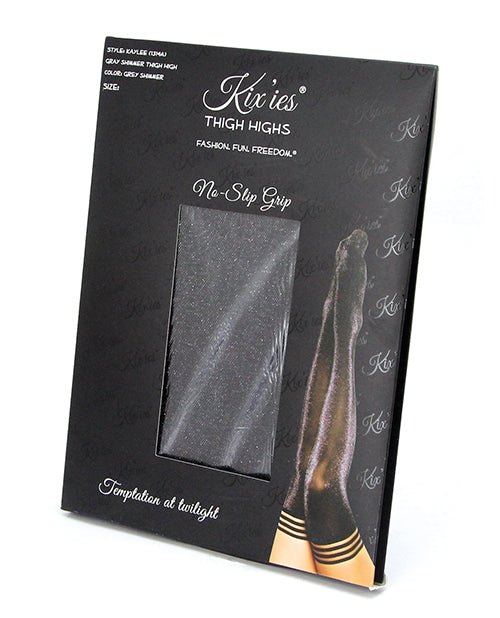 Kixies Kaylee Grey Shimmer Thigh High Tights for Petite Sizes