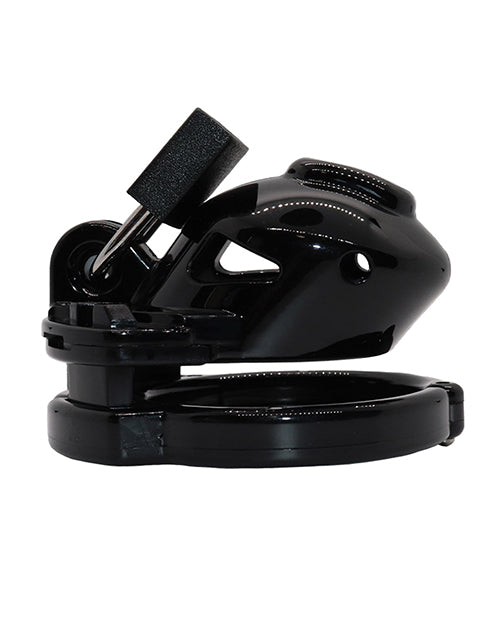 Locked in Lust Micro Chastity Cage adjustable fit body-safe polycarbonate in black for advanced denial and secure restraint
