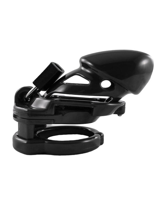 Locked in Lust Male Chastity Device Black with Adjustable Anti-Pullout System for Secure Restraint