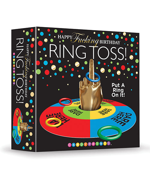 Candy Prints Ring Toss Game with Gold FU Finger Centerpiece and Dry-Erase Dares for Party Fun