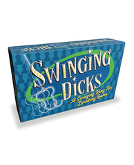 Little Genie tabletop party game with swinging action game pieces and shot glasses for entertaining group competition