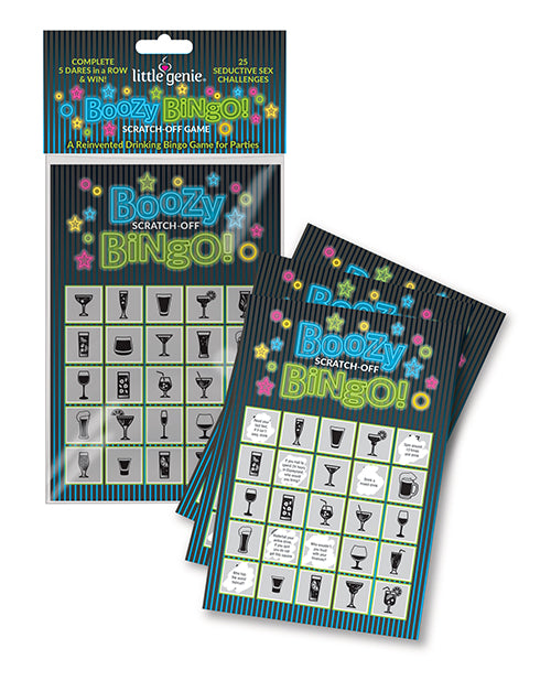 Little Genie Boozy Bingo Game Scratch-Off Cards Truth-or-Dare Party Challenge for Adult Social Events