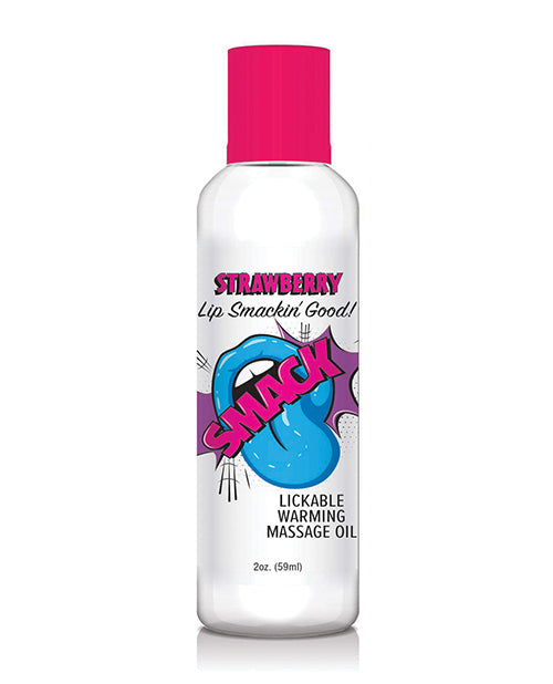 Smack Massage Oil Strawberry Flavor Warming Lickable Formula for Sensual Massage and Play
