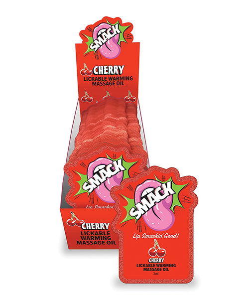 Cherry Lickable Warming Massage Oil 3 ml Pouch Display – 36 Pack