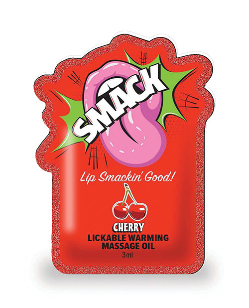 Cherry Lickable Warming Massage Oil 3 ml Pouch Display – 36 Pack