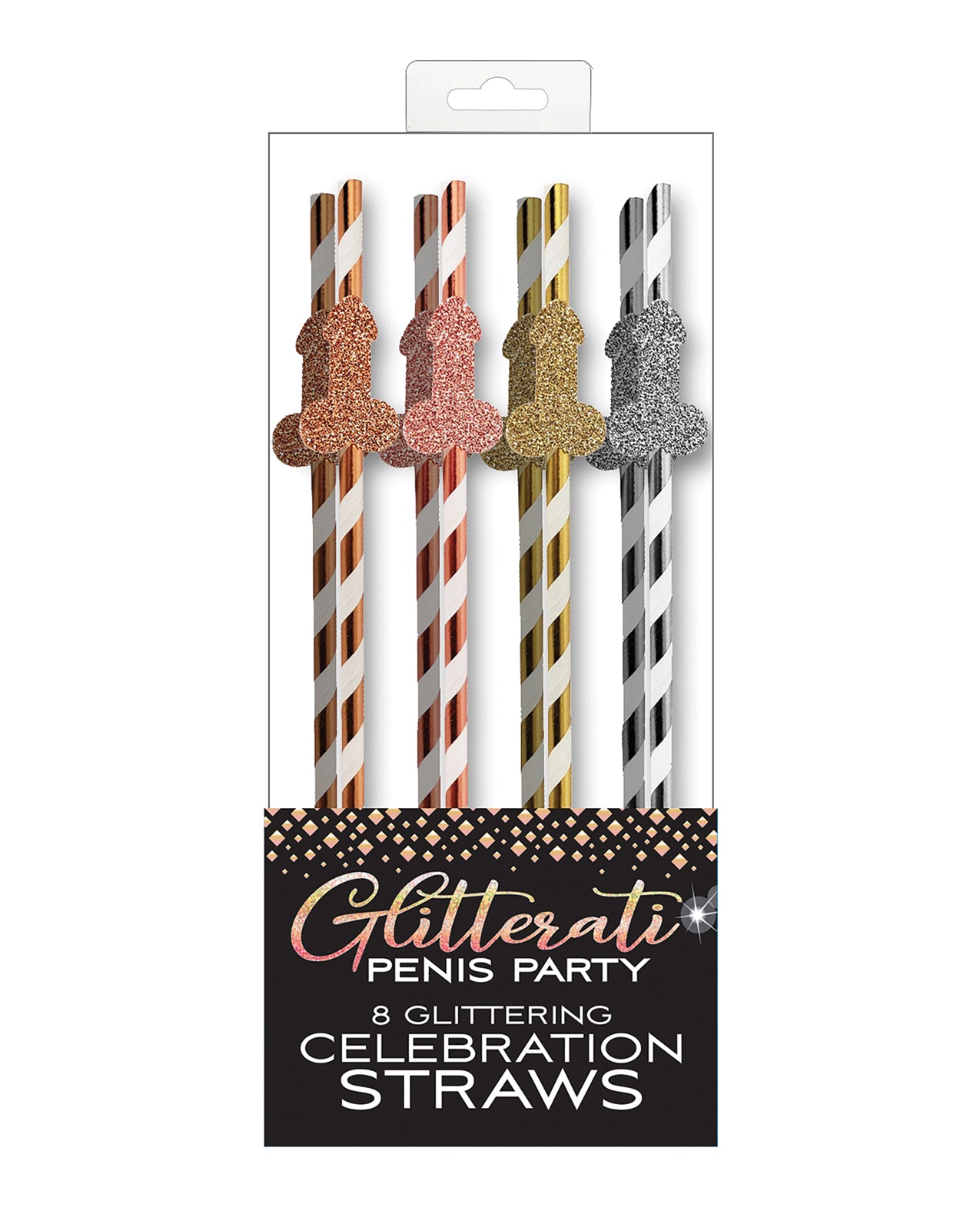 Candy Prints Bachelorette Party Straws Metallic Stripe Non-Shedding Glitter Applique for Fun Drink Decor