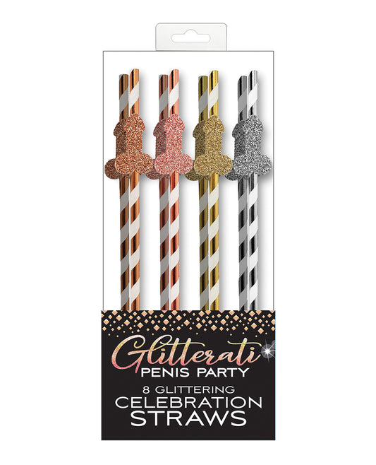 Candy Prints Bachelorette Party Straws Metallic Stripe Non-Shedding Glitter Applique for Fun Drink Decor