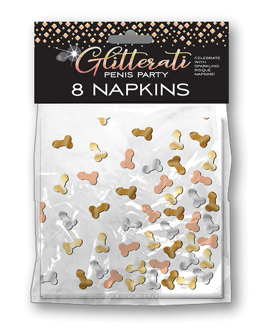 Candy Prints Bachelorette Party Napkins Metallic Penis Design 7-Inch Two-Ply for Event Decor