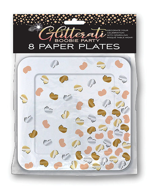 Candy Prints Bachelorette Party Plates Metallic Boobie Design 7-Inch for Fun Party Decor