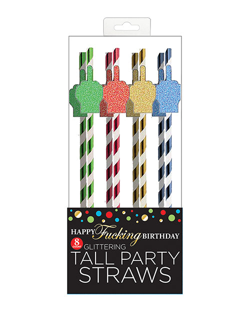 Candy Prints Bachelorette Party Straws with Non-Shedding Glitter and Finger Design for Birthday Celebration