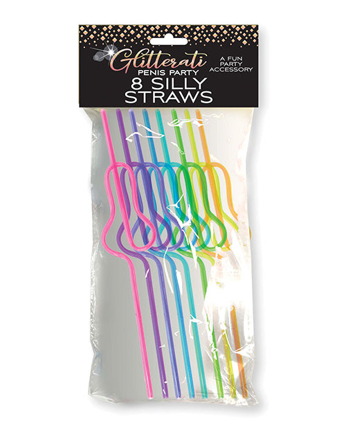 Candy Prints Bachelorette Party Supplies Penis-Shaped Reusable Straws Set of 8 for Party Decorations