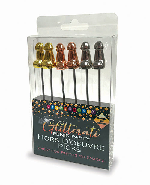 Candy Prints Bachelorette Appetizer Picks Metallic Penis Design Stainless Steel for Party Food Display