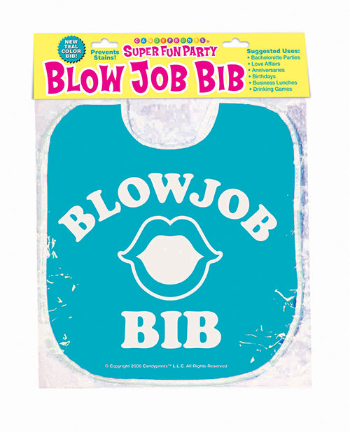 Candy Prints Blow Job Bib Teal with Secure Neck Tie-Straps for Bachelor and Bachelorette Party Fun