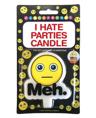 Candy Prints Bachelorette & Party Supplies I Hate Parties Candle with Meh Print for Humorous Event Décor