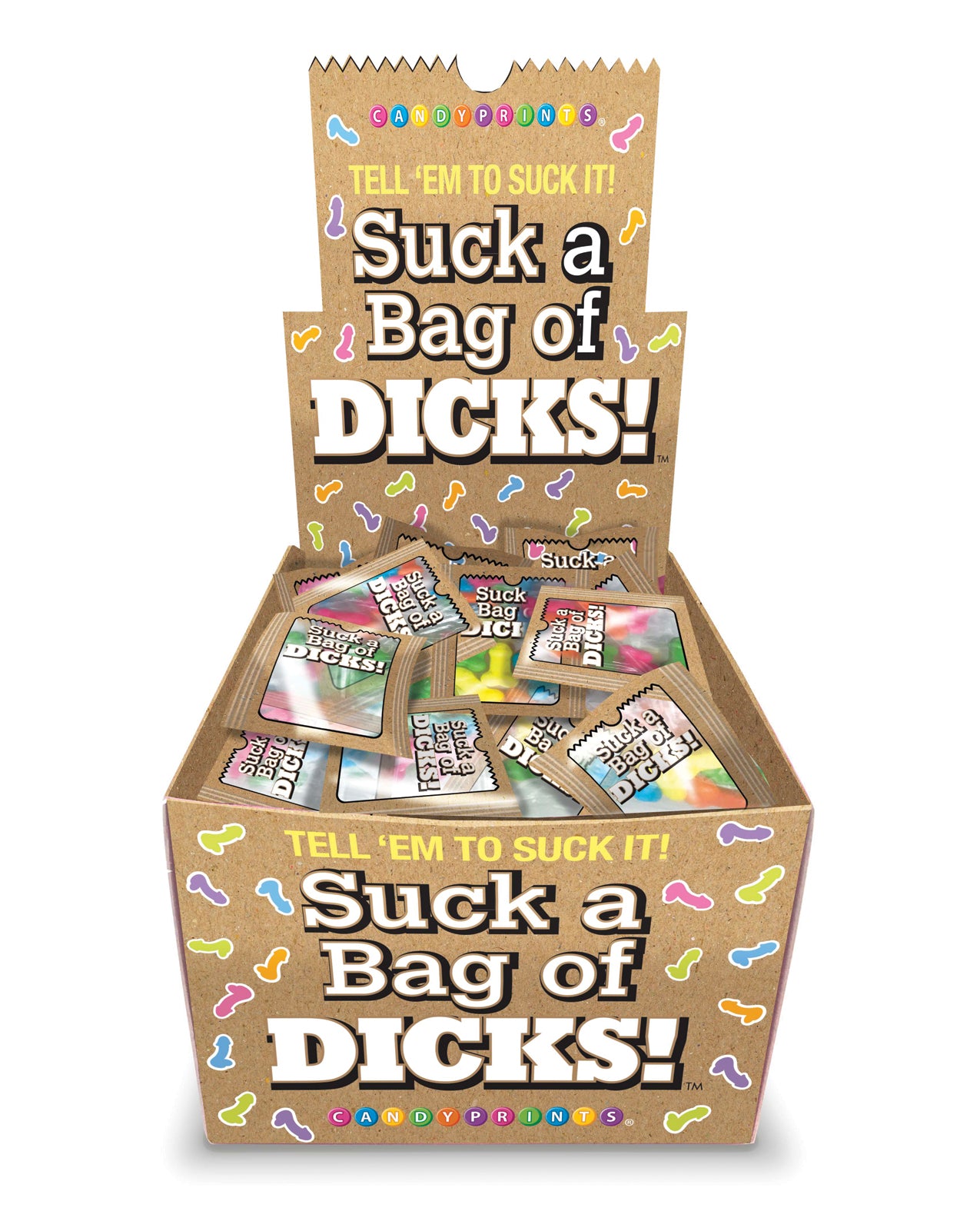 Candy Prints Novelty Candy Display with 100 Mini Packs and Fun Shapes for Gag Gift Giving