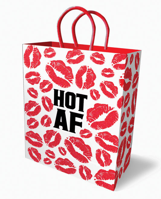 Little Genie Gift Bag Red White Glitter Lips Sturdy Handles for Bachelorette Party Gifting