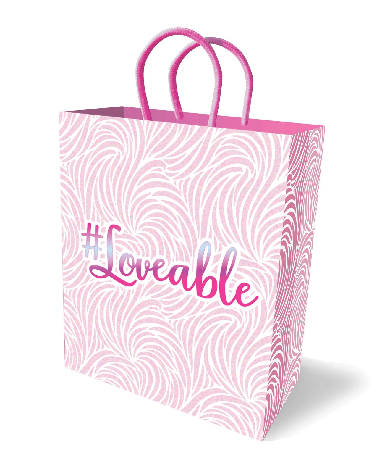 Little Genie Gift Bag with Pale Pink Print and Metallic #Loveable Flocking for Romantic Gift Presentation