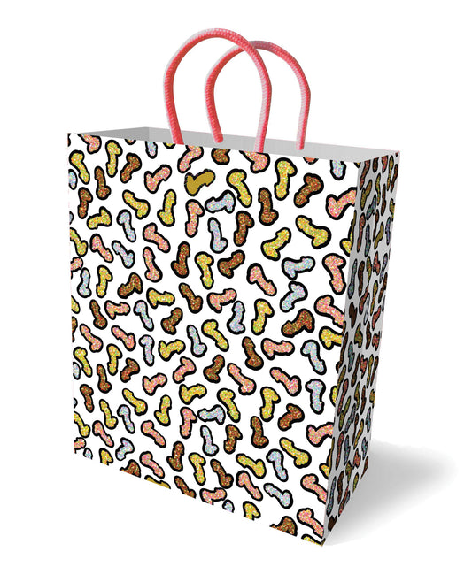 Little Genie Bachelorette Gift Bag with Metallic Foil Penis Design and Reinforced Handles for Bridal Party Gifts