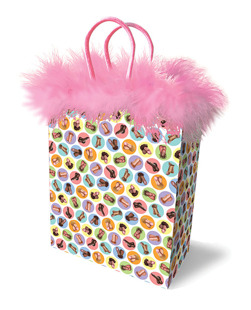 Little Genie Bachelorette Party Gift Bag with Marabou Fringe and Woven Handles for Fun Celebrations