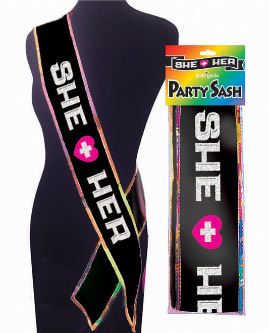 Little Genie She + Her Sash LGBTQ+ Pride Rainbow Design for Gender Identity Affirmation