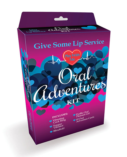 Little Genie Oral Adventures Kit with Vibrating Cock Ring, Tongue Vibrator, Blindfold for Romantic Sensory Play