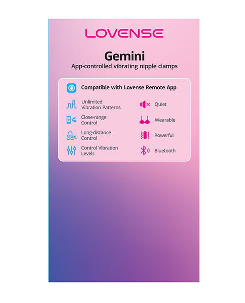 Lovense Display Card for Gemini Vibrating Nipple Clamps with Branded Graphics for Retail Product Stand