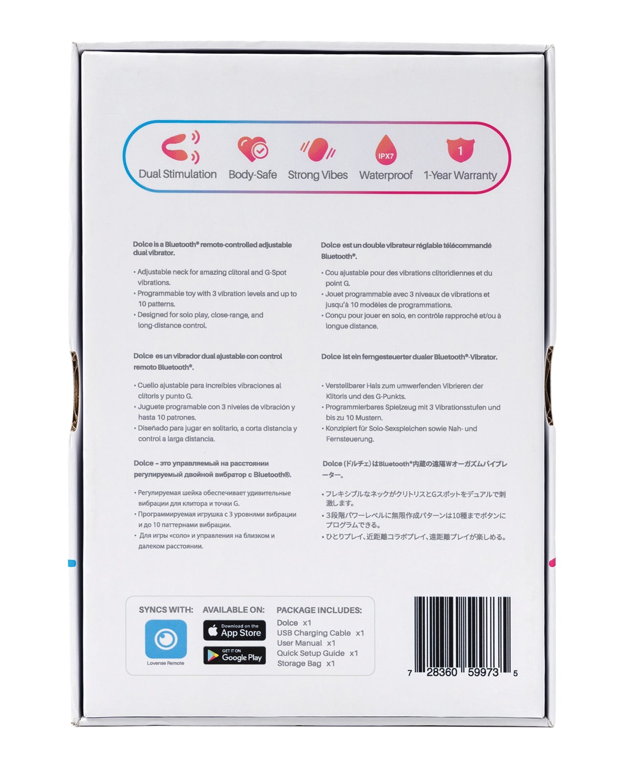 Lovense Stimulator Adjustable Dual Motor App Controlled Waterproof Vibrator for Personalized Pleasure Box Back