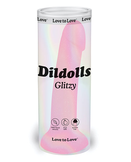 Love to Love Dildo Glitter Pink Curved Silicone Suction Cup for Vaginal and Anal Pleasure