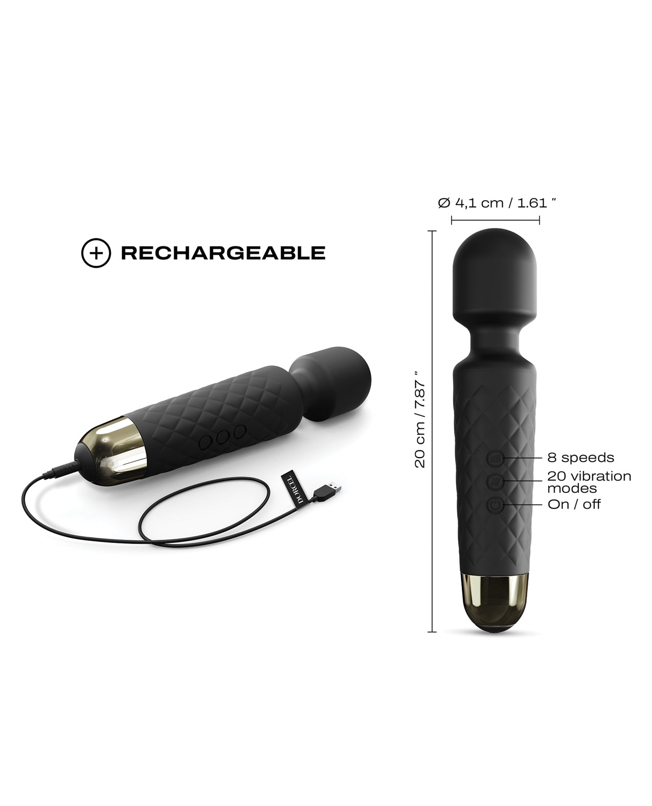 Dorcel Wanderful Black & Gold Vibrater held in hand for scale