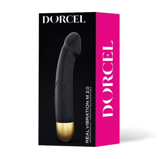 Experience ultimate female pleasure with the Dorcel Real Vibration M 8.6" Rechargeable Vibrator in Black/Gold. Featuring a powerful motor, 10 vibration modes, and a G-spot curve, this luxurious vibrator is designed for maximum satisfaction.